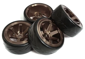 6 Spoke Complete Wheel & Tire Set (4) for Drift Racing (O.D.=62mm) - Picture 1 of 3