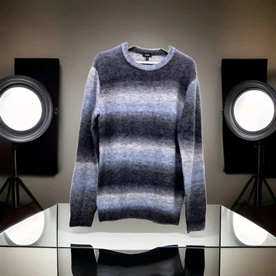 Men's Cardigan Sweater Long Sleeves Round Neck w/Stripes SzM By Express - Image 1 of 4