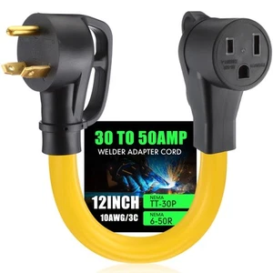 NEMA TT-30P Male to 6-50R Welder Adapter Cord,30Amp to 50Amp Female 30Amp 3 P... - Picture 1 of 7
