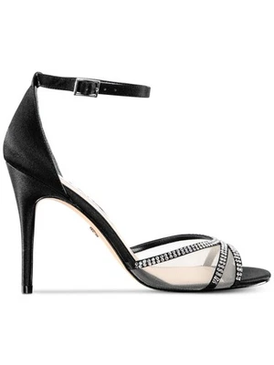 Sandalias de cuero de aguja Calissa 8 M NINA para mujer negras con inserciones de malla delgada Foto 1 de 4