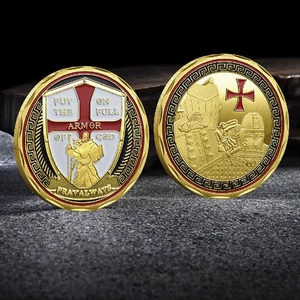 20 PCS Crusader Pray Always Gold Plated Challenge Coin - Picture 1 of 5
