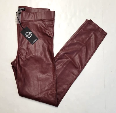 $250 Nuevos LEGGINGS de Cuero Sintético DAVID LERNER Rojo Profundo Pantalones BERGEN Mujeres MEDIANOS M Foto 1 de 4