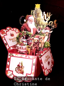 JJ/9  Carte Fantaisie POP UP 3D Carte Dépliante BOITE PERE NOEL  Non Ecrite 16cm - Imagen 1 de 7