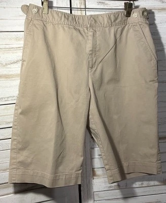 Bermudas Lauren Ralph Lauren Caqui Talla 12 Bolsillos Cortados Frente Plano Clásicas Foto 1 de 4
