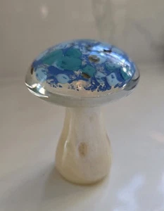 Ganz Iridescent Art Glass Blue Mushroom New With Tag 3.5 In - Picture 1 of 5