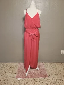 Bar III Pink (Fushia)Asymmetrical Tie Jumpsuit Womens Size S Pants Romper - Picture 1 of 9