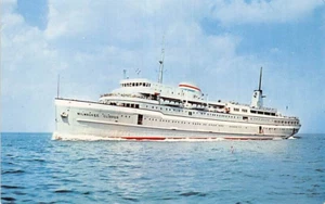 Postcard WI: S. S. Milwaukee Clipper, Lake Michigan, 1952, Unposted - Picture 1 of 2
