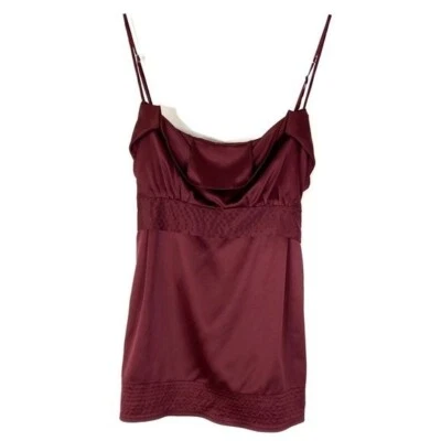 BCBGMaxAzria Maroon Polyester Tie Back Spaghetti Strap Top Womens Medium - Image 1 of 4