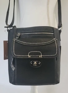 B.O.C. Black Crossbody Purse Bag w/Super Organizer Unzip Front Compartment - Picture 1 of 15
