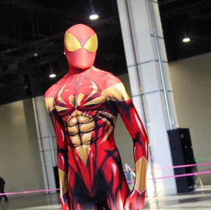 Golden Iron Spiderman Costume Spandex Spider-Man Zentai Suit Cosplay Halloween F - Picture 1 of 8