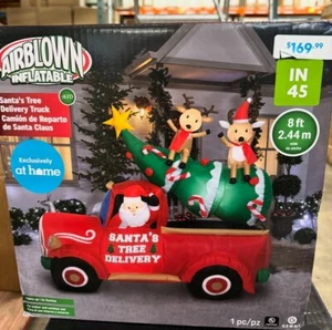 Christmas Gemmy Santa's Tree Delivery Airblown Inflatable 8 Feet New - Picture 1 of 1