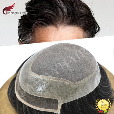 Toupee for Men Hair System Replacement French Lace Front Mono Mens Hairpiece Wig - Image 1 of 4