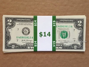 Lot of 7 RARE Crisp Two Dollar Bill 2017 Uncirculated Sequential Serial $2 Bill - Foto 1 di 16