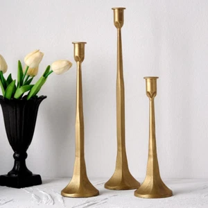 Iron Taper Candle Holder Set of 3, Gold Candlestick Holders Decorative Candle - Picture 1 of 12