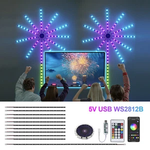 RGB LED Feuerwerk Lichterkette Stripe Bluetooth Musik Traumfarben Beleuchtung DE - Bild 1 von 24