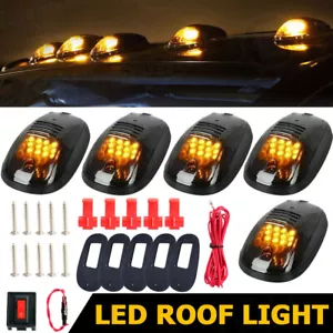 Luces de circulación LED marcadoras de techo ámbar cabina ahumada lente negra 5 piezas para camioneta SUV 4x4 - Imagen 1 de 18