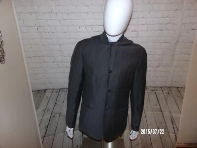 Nuevo Blazer John Varvatos Gris Lino Lana con Borde de Piel de Cabra 4 Botones Talla 50IT 40US Foto 1 de 4