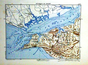 1884 Original Mappa Militare MARGA..CHARTE DE DEFENSE DU SOLENT.ENGLAND..ETNA - Bild 1 von 1