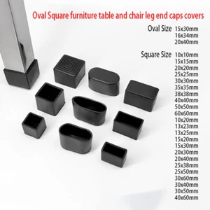 Oval Square Furniture Table Chair Leg End Caps Covers Floor Feet Protectors Pad - Picture 1 of 36
