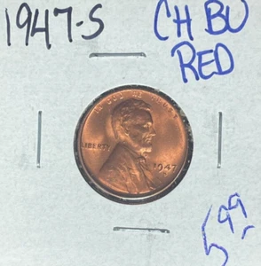 CENTAVO DE TRIGO LINCOLN 1947-S ~ ROJO CH/BU ~HERMOSA MONEDA~ - Imagen 1 de 2