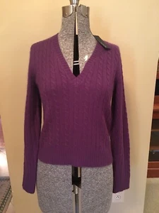 The Limited Lambswool, Angora, Cashmere Blend Cable Knit V-Neck Sweater, Sz S  - Picture 1 of 12