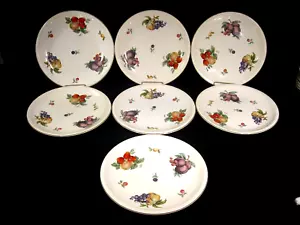 Wedgwood Fruit Sprays Sterling Coupe Shape Dinner Plates Set of 7 - Picture 1 of 19