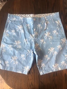 DENIM & FLOWER Men's Shorts Light Blue Palm Tree Casual Size 38 - Picture 1 of 7