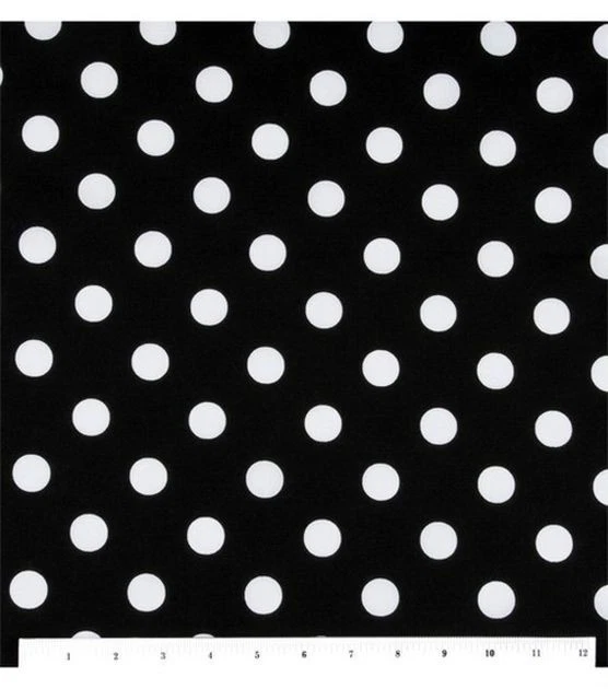 LARGE WHITE POLKA DOT ON BLACK VALANCE LOW SHIP!   - Image 1 of 1