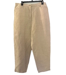 Talbots Damen irische Leinenmischung Knöchelhose Größe 16 beige hoher Bund Taschen - Bild 1 von 7
