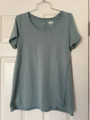 Camisa cooperativa REI para mujer XL verde oliva pulóver mangas cortas elástica cuello redondo Foto 1 de 4