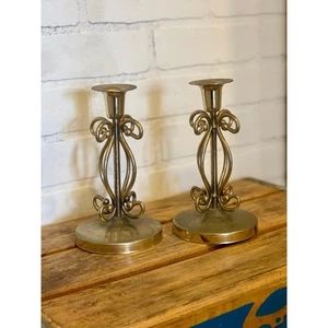 Candelabros de latón | Latón vintage | Juego de dos candelabros | Estilo vintage - Imagen 1 de 4
