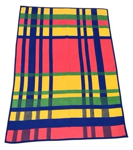 Ibena Throw Made in Germany Cotton/Acrylic Stripped Primary Colors 72 X 53 Inch - Picture 1 of 9
