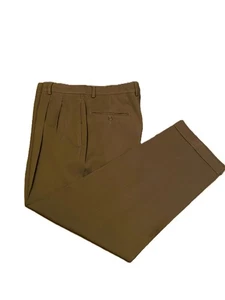 CLAIBORNE Herren Hose Plissee vorne Bündchen Gabardine 100% Baumwolle braun Größe 34x30 - Bild 1 von 8