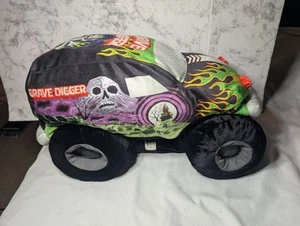 Huge 23"x13" Grave Digger Monster Jam Truck Stuffed Plush Pillow Toy 2013 - Picture 1 of 13