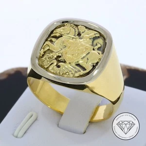 Wert 5.450,- Herren Ritter Wappen Ring St. Georg 750 Gold Gr. 68 Handarbeit xxyy - Bild 1 von 4