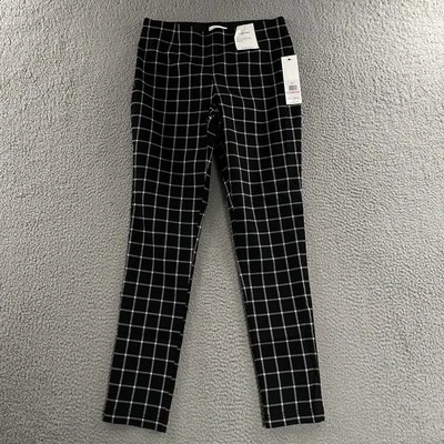 Calvin Klein Womens Pants Black Size 6 Ankle Slim Fit Tapered Plaid Rayon Blend - Image 1 of 4