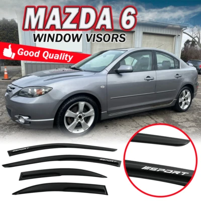 Fits 03-08 Mazda 6 Sedan Mugen Style Window Visor Rain Guard Shade 4PCS w/ Sport - Image 1 of 4