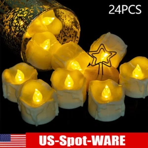 12/24PCS Flameless Votive Tealight Flicker LED Candles with Timer Battery Lights - Picture 1 of 35