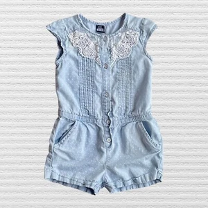 Vintage Zara Baby Toddler Girls Romper Blue White Dots Flutter Sleeve Size 18M - Picture 1 of 11