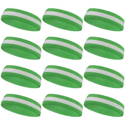 COUVER CORP Couver Striped Sport Sweatband Headbands, 12 Pieces Bulk Set