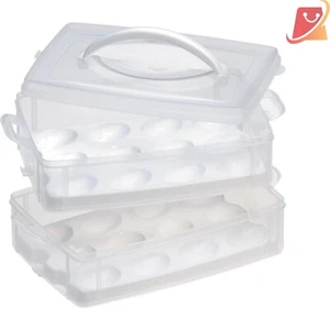 Deviled Egg Carrier Plastic 2-Layer Holds 24 Eggs Stackable Storage Picnic Use - Picture 1 of 4