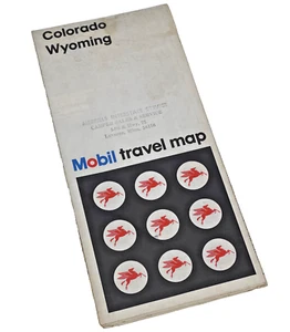 Mobil Gas Colorado Wyoming Travel Map 1970 Tourism Road Map 18" x 26.5" Vintage - Picture 1 of 11