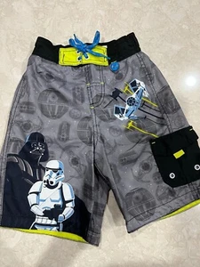 boys DISNEY STORE STAR WARS SWIM TRUNKS shorts CARGO darth vader CLONE SIZE 4 - Picture 1 of 2