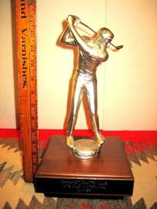 FIGURINA PREMIO SCULTURA GOLFISTA ARGENTO POSA SWING 14" MCM TROFEO OAKHURST CC 78 - Foto 1 di 12