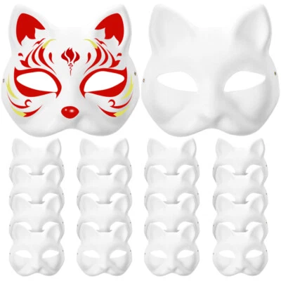20pcs Blank Cat Masks Paper Blank Masks DIY Hand Painted Cat Masks Props - Image 1 of 4