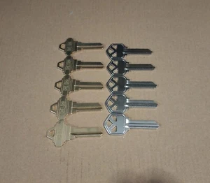 10 PACK KWIKSET KW-1 & SCHLAGE SC-1 House Key Blanks Brass & Brass Chrome Plated - Picture 1 of 1