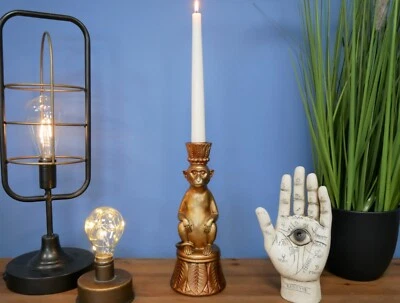 Vintage Style Gold Monkey Tapered Dinner Candle Stick Holder Statue Ornament - Image 1 of 4