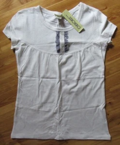 Cherokee Girls 10/12 White Round Neck Cap Sleeves Decorated T-Shirt Top NWT CUTE - Picture 1 of 3