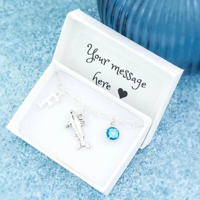 Pulsera Tiburón, Regalo Personalizado, Joyería Náutica, Gran Dije Tiburón Blanco Foto 1 de 4