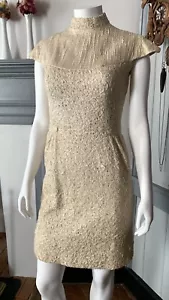 Vintage 1960s Jackie Kennedy suit dress set bolero jacket mink ivory ribbon mini - Picture 1 of 24